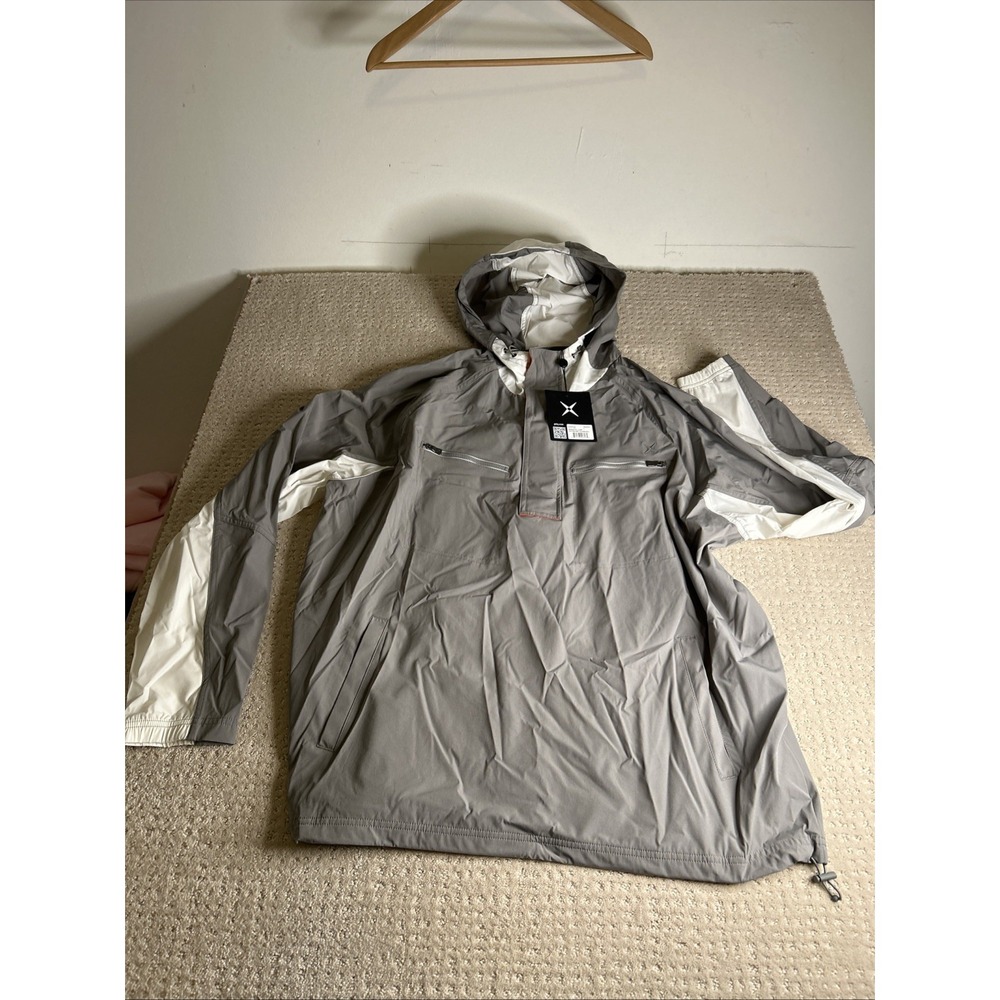 GSTQ Anorak Pullover Quarter Zip Jacket Men's Size Large Colorblock Feather Grey